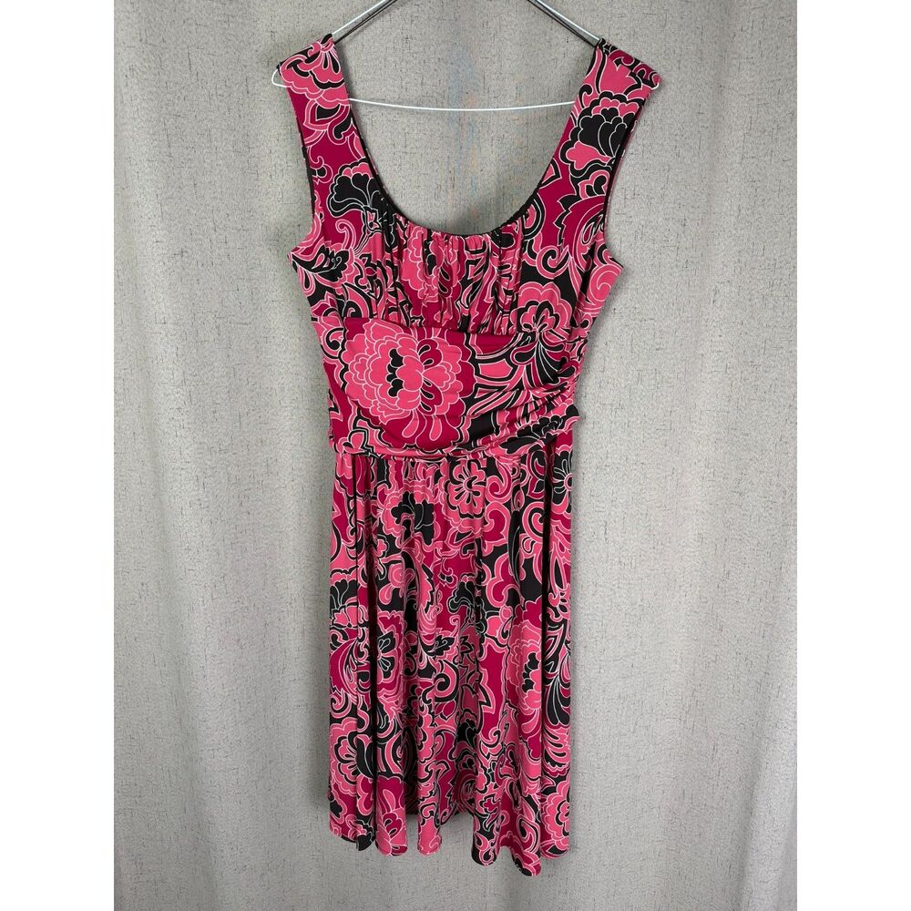 Maggy London Polyester Spandex Floral Ruffled Neck‎ Dress - Picture 3 of 6